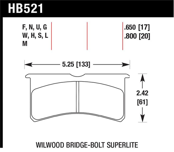 Hawk Wilwood Superlite 4/6 Forged DTC-60 Race Brake Pads