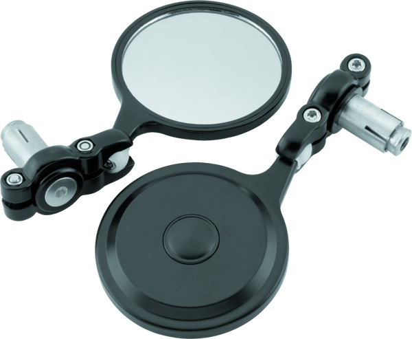 BikeMaster Folding Bar End Mirrors - 7/8in Handlebars - Black (Pair)