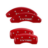 MGP 4 Caliper Covers Engraved Front & Rear I-Vtec Red Finish Silver Char 2018 Honda Accord