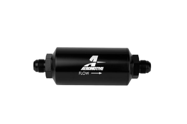 Aeromotive AN-08 In-Line Fuel Filter 10 Micron Microglass Element Black Anodized