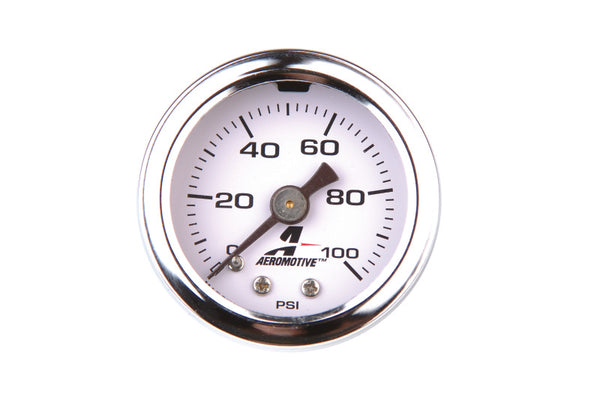 Aeromotive Liquid-Filled Fuel Pressure Gauge 0100 PSI, 1.5in Dial, 1/8in NPT Male
