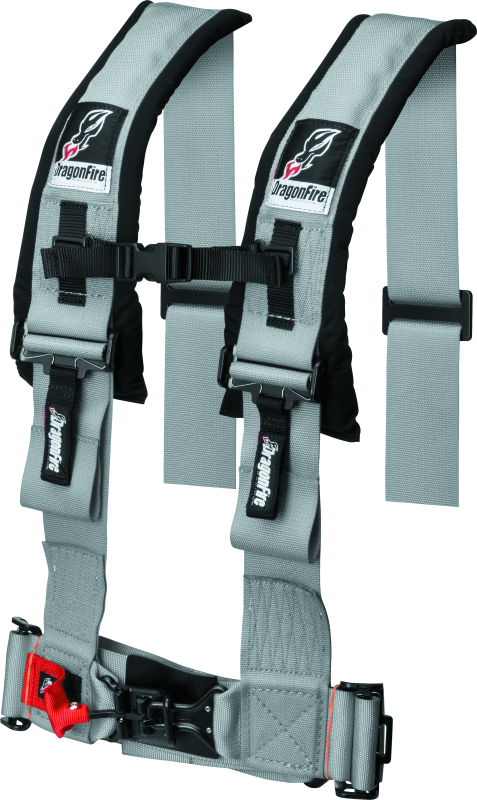 DragonFire Racing 4-Point H Style Harness - 3in Buckle - Grey