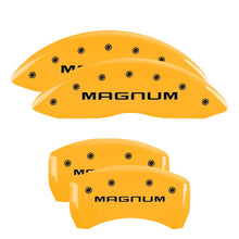 Load image into Gallery viewer, MGP 4 Caliper Covers Engraved Front &amp; Rear Magnum Yellow Finish Black Char 2006 Dodge Charger