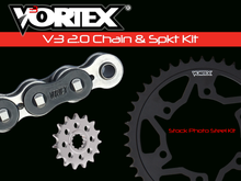 Load image into Gallery viewer, Vortex Racing V3 2.0 Chain and Sprocket Kit 3291-15,435S-45,520SX3-108- Black