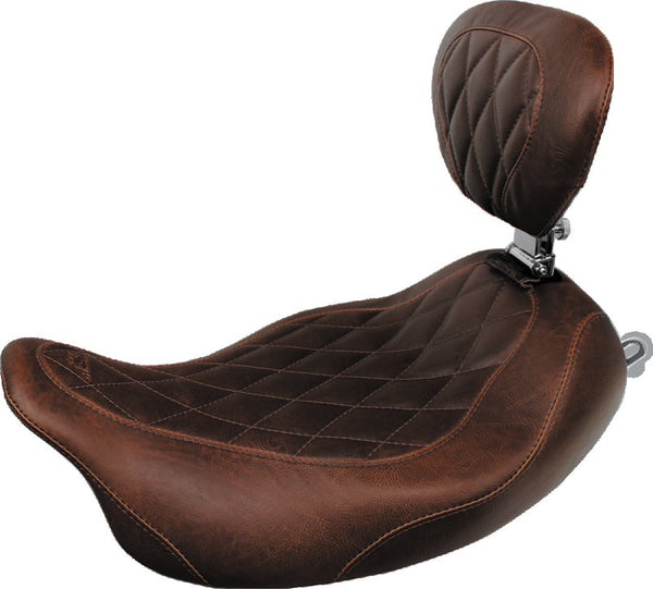 Mustang 97-07 Harley Rd King,06-07 Str Glide,00-05 Eagle Wide Tripper Solo Seat - Brown