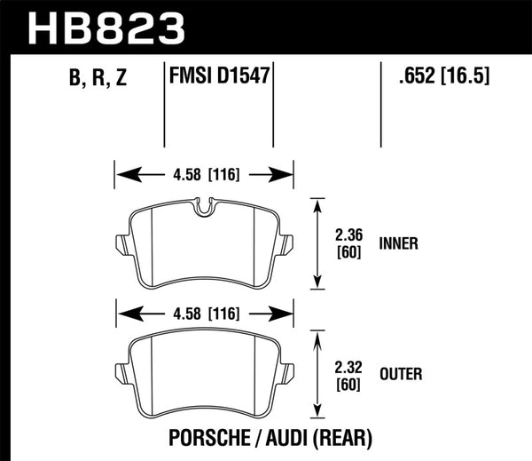 Hawk Performance Ceramic Rear Brake Pads for 13-17 Audi S6/S7/S8 & 12-17 Audi A6/A7 Quattro