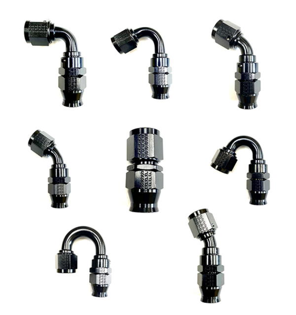 Fragola -6AN 180-Degree Black Hose End for PTFE Hose