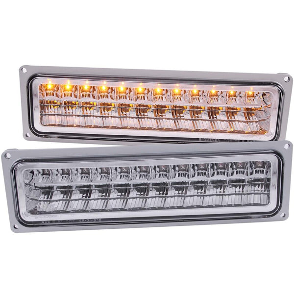 ANZO LED Parking Lights Pair for 1988-1998 Chevrolet C1500 - Clear Lens, Chrome Housing