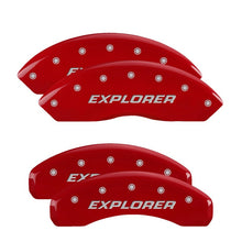 Load image into Gallery viewer, MGP 4 Caliper Covers Engraved Front &amp; Rear Explorer/2011 Red Finish Silver Char 2009 Ford Explorer