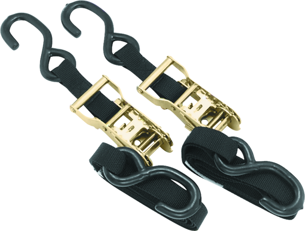 BikeMaster 1in Ratchet Tie-Down Straps - Black