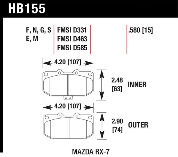 Hawk 93-95 Mazda RX-7 Blue 9012 Front Brake Pads