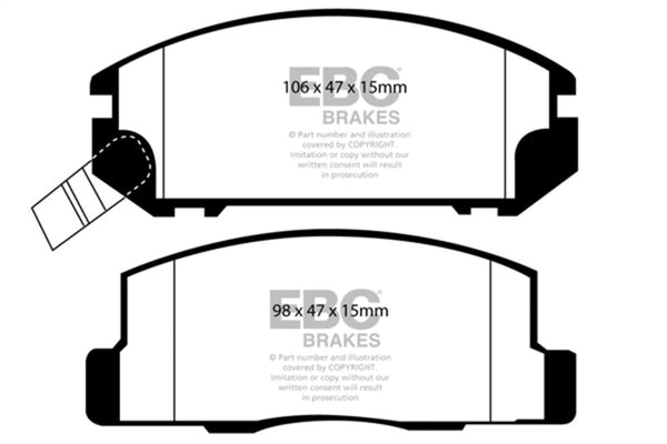 EBC Redstuff Performance Rear Brake Pads for 1999-2002 Toyota MR2 1.8