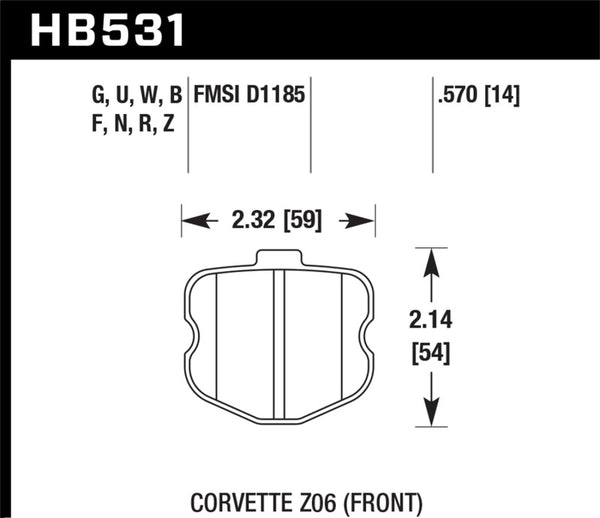 Hawk DTC-60 Race Front Brake Pads for 06-13 Chevrolet Corvette Z06