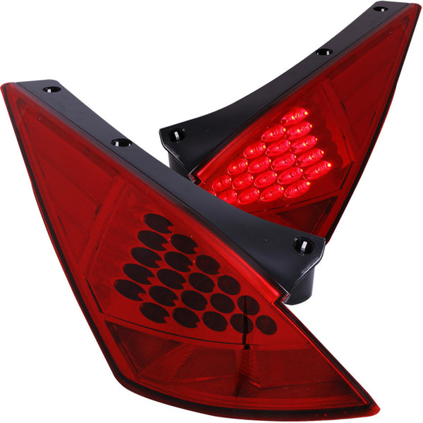 ANZO LED Tail Lights for Nissan 350Z 2003-2005 (Red Lens, Black Housing)