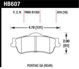 Hawk 08-09 Pontiac G8 3.6 Base/6.0 HPS Street Rear Brake Pads