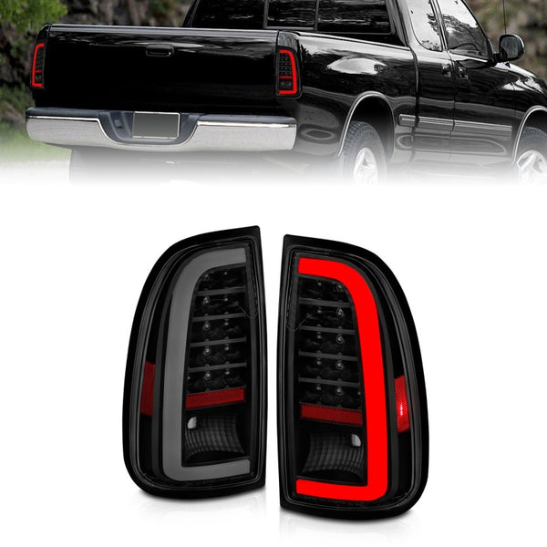 ANZO LED Tail Lights  Black Housing Smoke Lens  2000-2006 Toyota Tundra Std Bed/Regular Cab