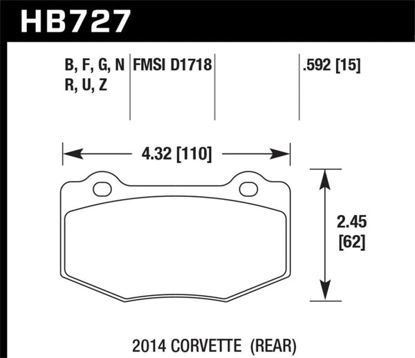 Hawk HPS 5.0 Rear Brake Pads for 2014 Chevrolet Corvette