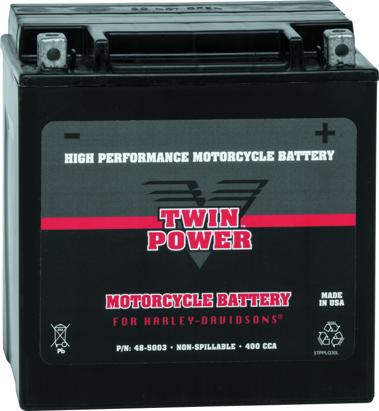 Twin Power YIX-30L High Performance Battery Replaces H-D 66010-97A Made in USA 400 CCA