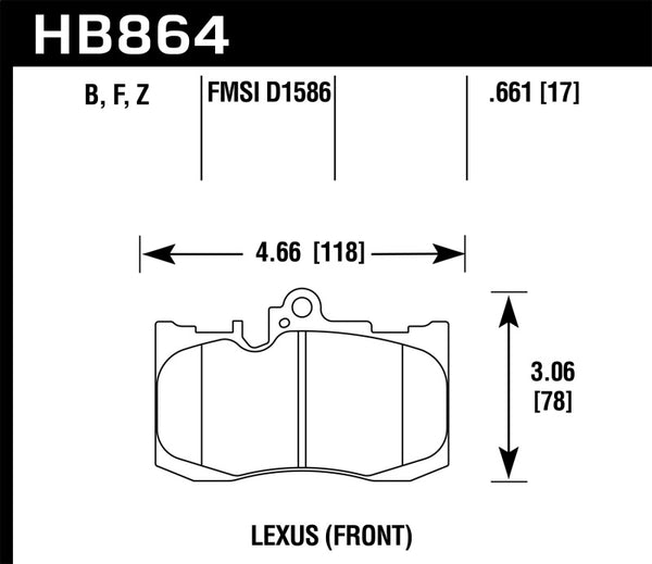 Hawk HPS Performance Front Brake Pads for 13-17 Lexus GS350, GS350 F Sport & 12-17 IS350