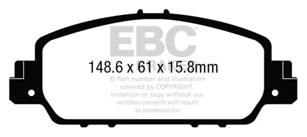 EBC Greenstuff Front Brake Pads for 2013+ Honda Accord Coupe 2.4 EX