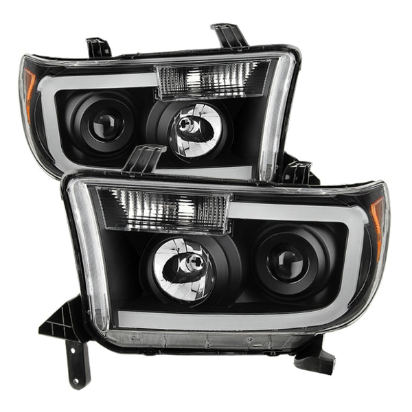 xTune Toyota Tundra 07-13 LED Light Bar Projector Headlights Black PRO-JH-TTU07-LED-BK