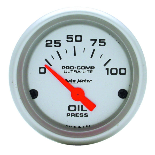 AutoMeter Ultra-Lite 52mm Electronic Oil Pressure Gauge (0100 PSI)