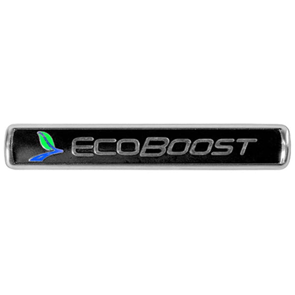 Ford Racing Black/Silver EcoBoost Emblem - Set of 2 (3.5in x 0.56in)