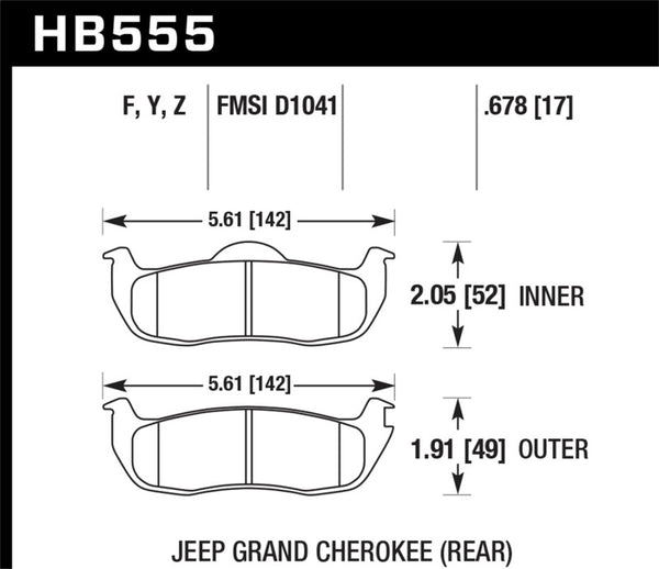 Hawk High Performance Street Brake Pads for Jeep Commander, Grand Cherokee, Armada, Pathfinder, Tital 5.6L
