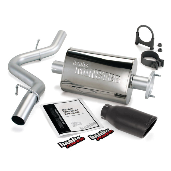 Banks Power Monster Single Cat-Back Exhaust System (Stainless Steel, Black Tip) for 2004-2006 Jeep Wrangler Unlimited 4.0L