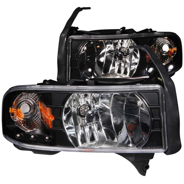 ANZO Crystal Headlights Black Housing w/ LED (19942001 Dodge Ram)