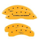 MGP 4 Caliper Covers Engrvd Front Block/Challenger Engrvd Rear Vintage Style/RT Yellow fnsh Blk ch