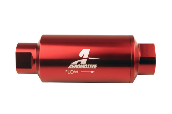 Aeromotive AN-10 In-Line Fuel Filter  10 Micron Microglass Element  Red Anodized
