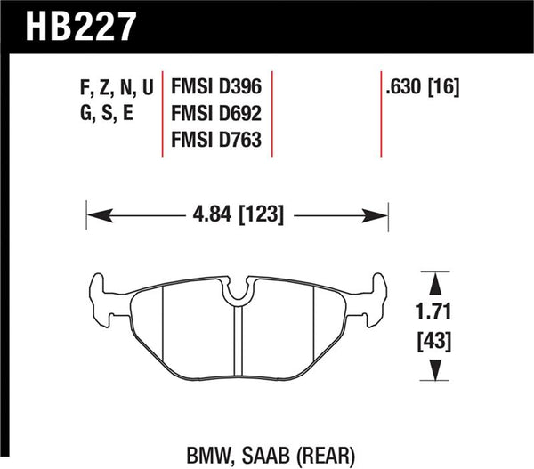 Hawk 95-99 BMW M3 E36 Performance Ceramic Street Rear Brake Pads