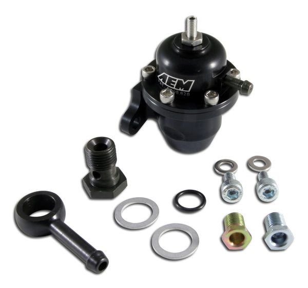 AEM 25-304BK Black Adjustable Fuel Pressure Regulator (1000HP) for Honda/Acura 19941997