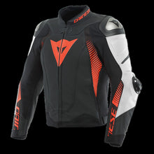 Load image into Gallery viewer, Dainese Super Speed 4 Leather Jacket Perforated Matte Black/White/Fluorescent Red Size - 44