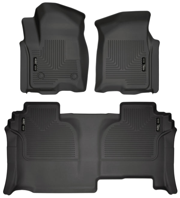 Husky Liners 2019-2023 GMC Sierra 1500 Double Cab Weatherbeater Black Floor Liners