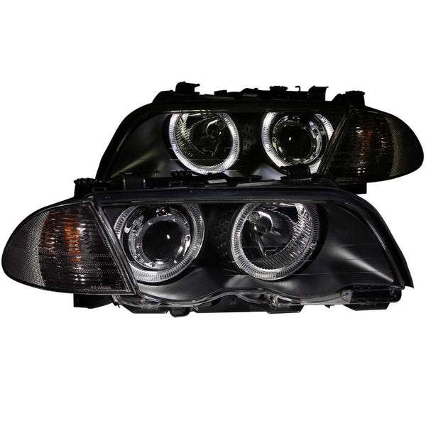 ANZO Projector Headlights w/ CCFL Halo Black for BMW 3 Series E46 1999-2001 (Non-HID, 4Dr Pair)