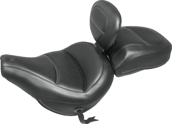 Mustang 18-21 Harley Heritage Classic Standard Deluxe Touring Solo Seat w/Driver Backrest - Black