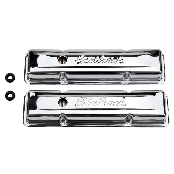Edelbrock Signature Series Valve Cover – Chevy Small Block 262‑400 Short, Chrome (EDE4449)