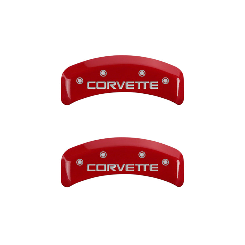 MGP 4 Caliper Covers Gloss Red Engraved with Corvette C4 (Full Kit 4 Pieces)