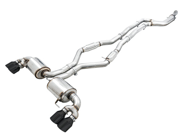 AWE Tuning Resonated Touring Edition Catback Exhaust w/ Quad Diamond Black Tips for 2019+ BMW M340i (G20)