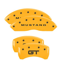 Load image into Gallery viewer, MGP 4 Caliper Covers Engraved Front Mustang - Engraved Rear S197/GT - Yel Finish Blk Characters