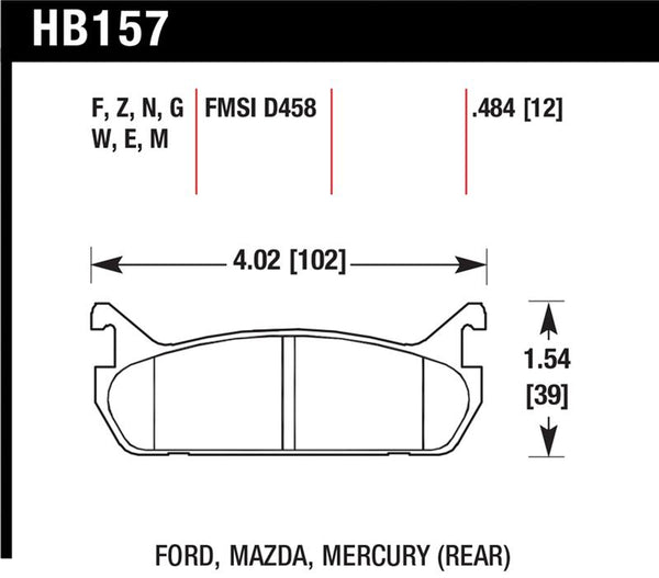 Hawk 89-93 Miata Blue 9012 Race Rear Brake Pads D458