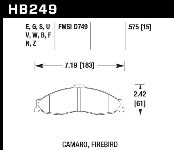 Hawk HPS Front Brake Pads for 1998-2002 Chevrolet Camaro SS 5.7 & 5.0