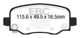 EBC 15+ Chrysler 200 2.4 Redstuff Rear Brake Pads