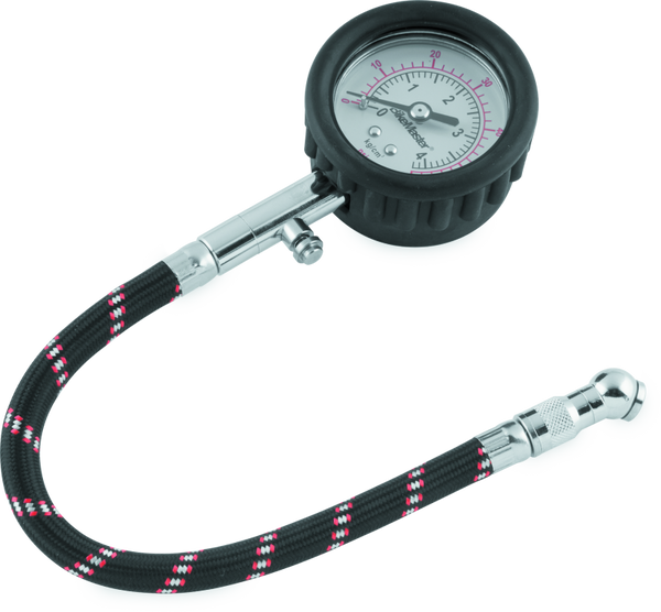 BikeMaster Dial Tyre Pressure Gauge with Hose - 060 PSI