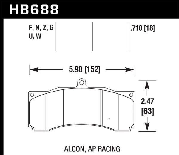 Hawk Performance Ceramic Racing Front Brake Pads - 0.710in Thickness