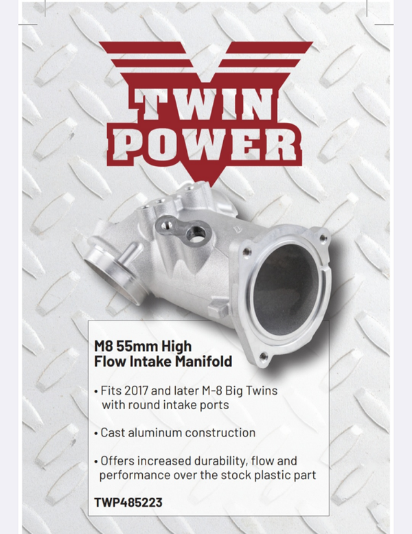 Twin Power 55mm Aluminum High Flow Intake Manifold for 2017+ M8