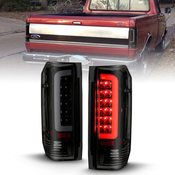 ANZO LED Tail Lights Black Housing Smoke Lens (Pair) for 19871996 Ford F-150