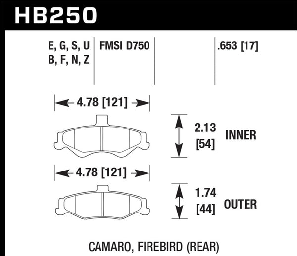 Hawk HPS Rear Brake Pads for 1998-2002 Chevrolet Camaro SS 5.7L & 5.0L